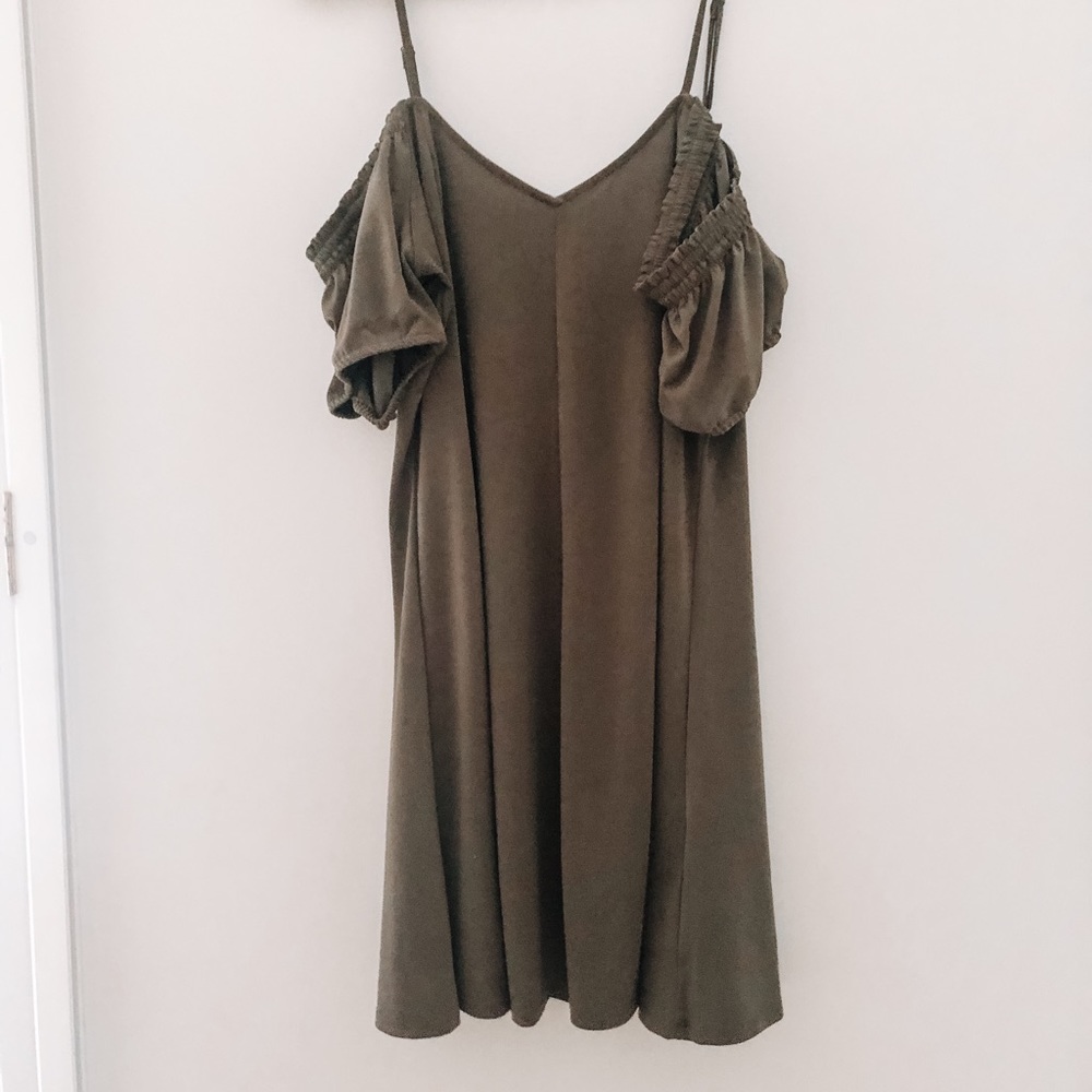 Olive Green Off-Shoulder Express Dress